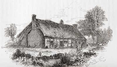 Samuel Butlers hus, Pershore, Worcestershire, England. Samuel Butler, 1613 -1680. Engelsk digter og satiriker, fra Old England: A Pictorial Museum, pub. 1847 af English School